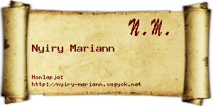 Nyiry Mariann névjegykártya